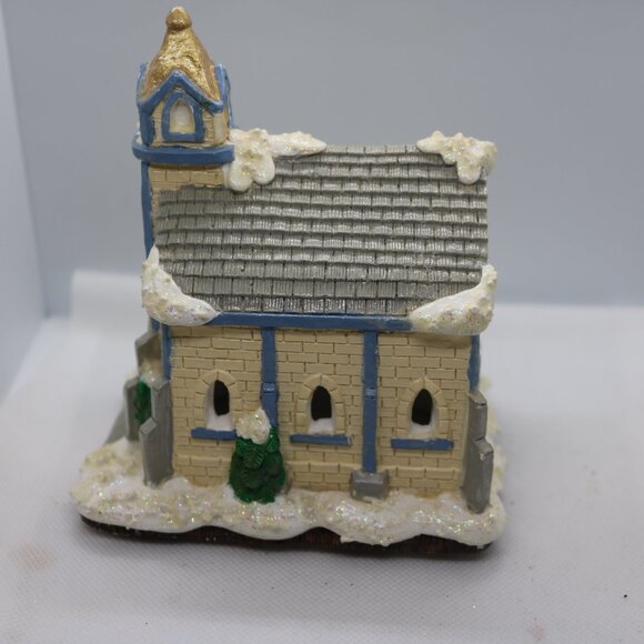 Christmas village church hand painted more of a cream color then yellow - Picture 3 of 6